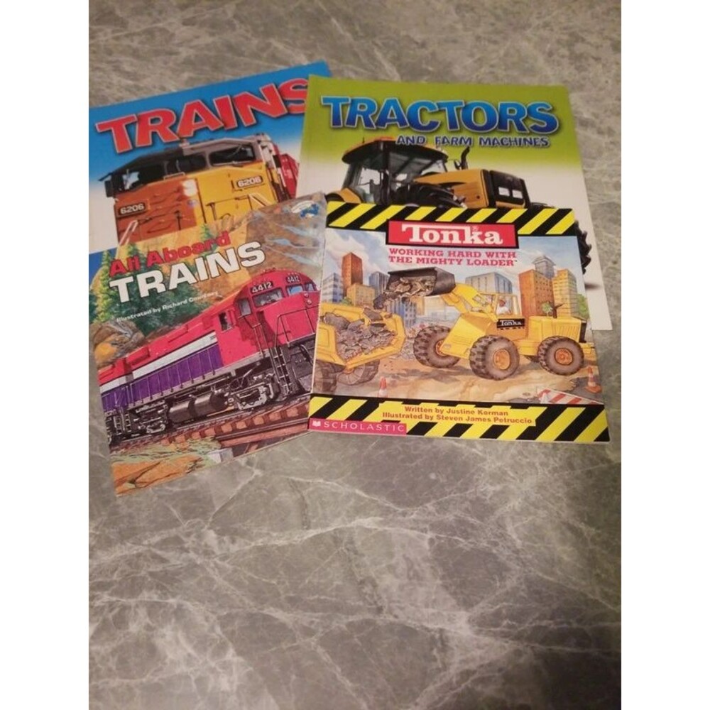 Childrens paperback trains, tractors and tonka books